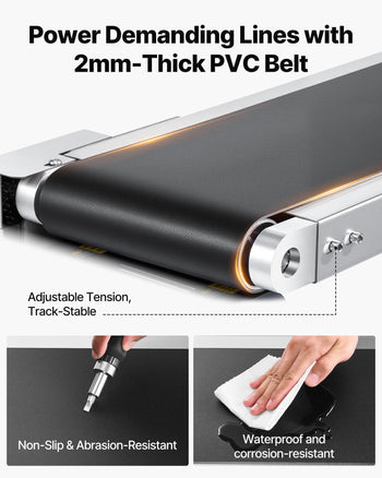 Belt Conveyor, 71 x 7.8 inch Conveyor Table, Heavy Duty Stainless Steel Motorized Belt Conveyor for Inkjet Coding Applications Powered PVC Belt Anti-Static Adjustable Speed (Double Guardrail)