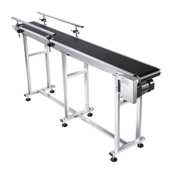 Belt Conveyor, 71 x 7.8 inch Conveyor Table, Heavy Duty Stainless Steel Motorized Belt Conveyor for Inkjet Coding Applications Powered PVC Belt Anti-Static Adjustable Speed (Double Guardrail)