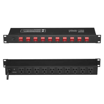1U PDU, 10 Outlets, Rack Mount Power Strip Fits Standard 19" Server Racks, with Independent Switch Surge Protection & Overload Protection, 110-125V/15A, Ideal for Home and Office