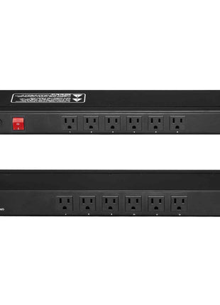 1U PDU, 12 Outlets, Rack Mount Power Strip Fits Standard 19" Server Racks, with Integrated Switch Surge Protection & Overload Protection, 110-125V/15A, Ideal for Home and Office