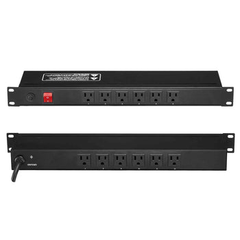 1U PDU, 12 Outlets, Rack Mount Power Strip Fits Standard 19" Server Racks, with Integrated Switch Surge Protection & Overload Protection, 110-125V/15A, Ideal for Home and Office