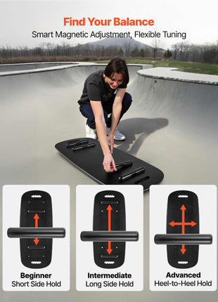 Balance Board, 2-in-1 Wobble Board Trainer for Adults, Premium Wooden Balance Training Equipment, with Roller, Magnetic Stoppers, Storage Rack, for Core Workouts, Surf Trainer & Physical Therapy