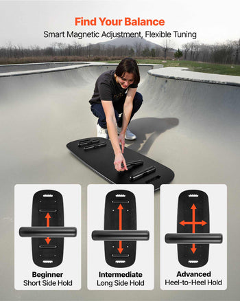 Balance Board, 2-in-1 Wobble Board Trainer for Adults, Premium Wooden Balance Training Equipment, with Roller, Magnetic Stoppers, Storage Rack, for Core Workouts, Surf Trainer & Physical Therapy