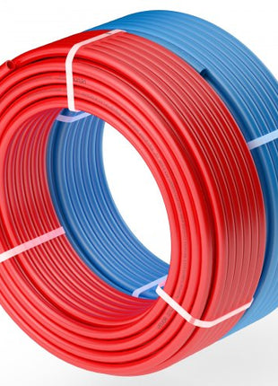 PEX Pipe 1/2 Inch, 2 x 100 Feet Length PEX-A Flexible Pipe Tubing for Potable Water, Pex Water Lines for Hot/Cold Water & Easily Restore, Plumbing Applications with Free Cutter, Blue & Red