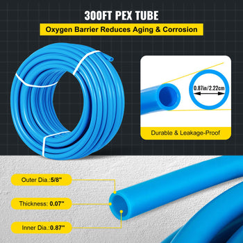 Pex Tubing, 1\" Pex Pipe 300ft Flexible Pex Hose Non Oxygen Barrier Pex Tube Coil 80-160psi Pex Water Line Blue Pex Piping for Hot & Cold Water Plumbing Open Loop Radiant Floor Heating System