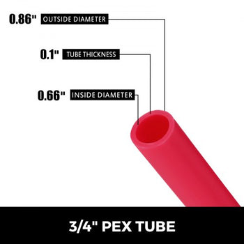 3/4\" X 500Ft PEX Tubing Oxygen Barrier O2 EVOH Pex-B Red Hydronic Radiant Floor Heat Heating System Pex Pipe Pex Tube (3/4\" O2-Barrier, 500Ft/Red)