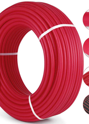 Oxygen Barrier PEX Tubing - 1/2 Inch X 900 Feet Tube Coil - EVOH PEX-B Pipe for Residential Commercial Radiant Floor Heating Pex Pipe (1/2\" O2-Barrier, 900Ft/Red)