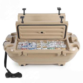 Floating Cooler, 40 QT Floating Ice Chest with Dry Storage & Tow Rope, Premium LLDPE Amphibious Drink Cooler for Water & Land, Cruise Smoothly Stable on Lake, River, Pool, Beach, Kayak, Apricot