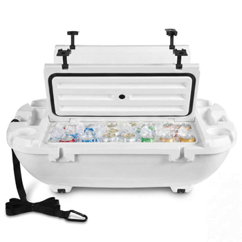 Floating Cooler, 40 QT Floating Ice Chest with Dry Storage & Tow Rope, Premium LLDPE Amphibious Drink Cooler for Water & Land, Cruise Smoothly Stable on Lake, River, Pool, Beach, Kayak, White