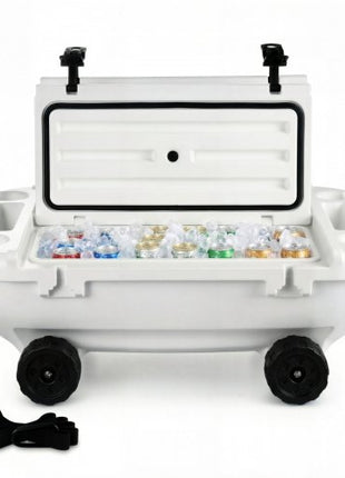 Floating Cooler, 40 QT Floating Ice Chest with Dry Storage, Wheels & Tow Rope, Premium LLDPE Amphibious Drink Cooler for Water & Land, Cruise Stable on Lake, River, Pool, Beach, Kayak, White