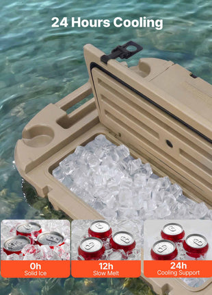 Floating Cooler, 40 QT Floating Ice Chest with Dry Storage, Wheels & Tow Rope, Premium LLDPE Amphibious Drink Cooler for Water & Land, Stable Cruiser on Lake, River, Pool, Beach, Kayak, Apricot