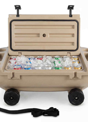 Floating Cooler, 40 QT Floating Ice Chest with Dry Storage, Wheels & Tow Rope, Premium LLDPE Amphibious Drink Cooler for Water & Land, Stable Cruiser on Lake, River, Pool, Beach, Kayak, Apricot