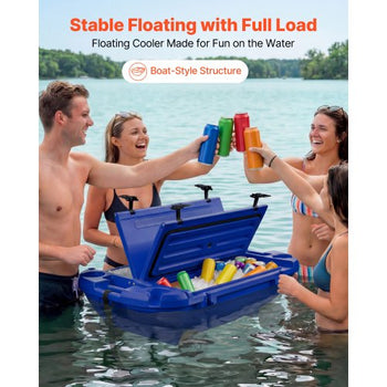 Floating Cooler, 40 QT Floating Ice Chest with Dry Storage, Wheels & Tow Rope, Premium LLDPE Amphibious Drink Cooler for Water & Land, Cruise Stable on Lake, River, Pool, Beach, Kayak, Deep Blue