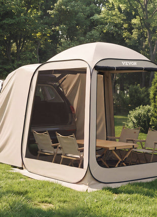 Screen House Tent, 6 x 6 ft, 4-6 Person Pop Up SUV Tailgate Tent, Portable Screened in Canopy with Carry Bag, Netting Sides, for Car Camping, Garden, Patio, Backyard, Outdoor Activities, Beige