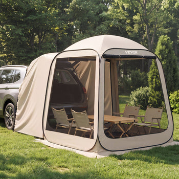 Screen House Tent, 6 x 6 ft, 4-6 Person Pop Up SUV Tailgate Tent, Portable Screened in Canopy with Carry Bag, Netting Sides, for Car Camping, Garden, Patio, Backyard, Outdoor Activities, Beige