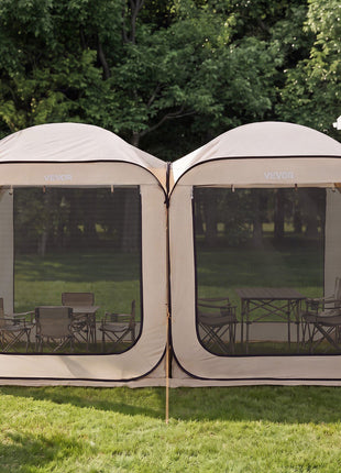 Screen House Tent, 12 x 6 ft, 2 in 1 Pop Up Screen Tent, Portable Screened in Canopy with Carry Bag, Netting Sides, Ground Stakes, for Garden, Patio, Backyard, and Outdoor Activities, Beige