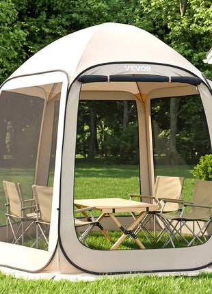 Screen House Tent, 10 x 9.2 ft, 4-8 Person Pop Up Screen Tent, Portable Screened in Canopy with Carry Bag, Netting Sides, Ground Stakes, for Garden, Patio, Backyard, Outdoor Activities, Beige