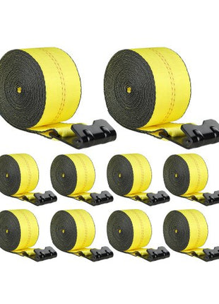 Winch Straps, 4\" x 40', 6000 lbs Load Capacity, 18000 lbs Break Strength, Truck Straps with Flat Hook, Flatbed Tie Downs Cargo Control for Trailers, Farms, Rescues, Tree Saver, Yellow (10 Pack)