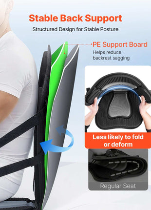 Kayak Seat, 2 Pack 0.5" Thick, Universal Paddle Board Seat with Back Support, Sit-on-Top Soft Padded Cushion with Storage Bag & Adjustable Straps for SUP, Canoe, Fishing Boat, Inflatable Kayak