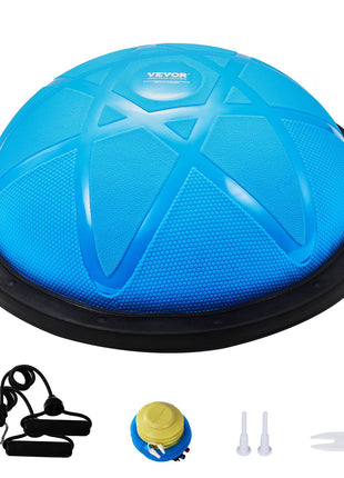 Half Exercise Ball Trainer, 23 inch Balance Ball Trainer, 660 lbs Capacity Stability Ball, Yoga Ball with Resistance Bands and Pump, Strength Fitness Ball for Home Gym, Full Body Workouts, Blue