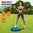 Half Exercise Ball Trainer, 26 inch Balance Ball Trainer, 1500lbs Capacity Stability Ball, Yoga Ball with Resistance Bands & Foot Pump, Strength Fitness Ball for Home Gym Full Body Workout, Blue