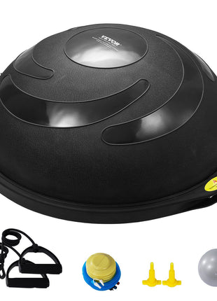 Half Exercise Ball Trainer, 26 inch Balance Ball Trainer, 1500lbs Capacity Stability Ball, Yoga Ball with Resistance Bands & Foot Pump, Strength Fitness Ball for Home Gym Full Body Workout Black