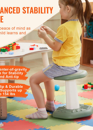 Kids Wobble Chair Active Chair  with Sponge Cushion, Wobble Stool Improves Focus, Posture and Calm Children, Ideal for Schools and Preschools, Age 3-7, Green