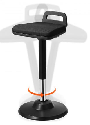 Active Chair with Handle, Height-Adjustable (24.6-34.4") Wobble Chair Made of Elastic Fabric & 45 mm Foam, Ideal for Schools, Office and Home, 8° Tilt Angle, Age 12-18, Black
