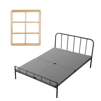 Queen Size Bunkie Board, 1.5 in Bed Board Slats with 200D Oxford Cloth, Wooden Mattress Support for Queen Size Bed, Easy Assembly Support under Mattress, 4 Piece, Gray