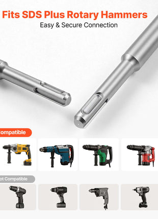 SDS Plus Chisel Set, 6pcs SDS Plus Rotary Hammer Drill Attachments, Includes Point, Flat, & U-Groove Chisels, Heat Treated 40Cr Alloy Steel, Sharp Edge for Demolition, Concrete and Brick