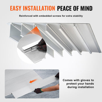 Aluminum panel roofing system in silver, featuring easy installation with gloves included for convenience.