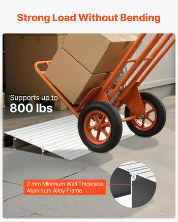 Door Threshold Ramp, 2 inch Rise, Aluminum Alloy Threshold Ramp Rated 800 lbs Load Capacity, Handicap Ramps for Home Steps for Wheelchair, Scooters, Power Chairs, Walkers, Bicycle, Tricycle