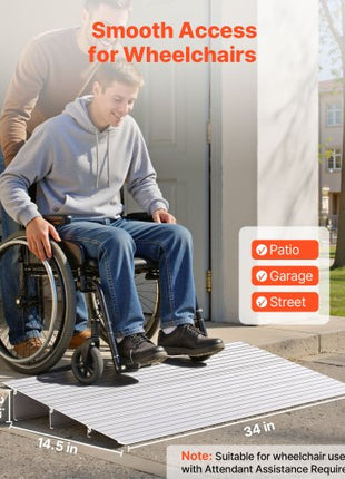 Door Threshold Ramp, 3 inch Rise, Aluminum Alloy Threshold Ramp Rated 800 lbs Load Capacity, Handicap Ramps for Home Steps for Wheelchair, Scooters, Power Chairs, Walkers, Bicycle, Tricycle