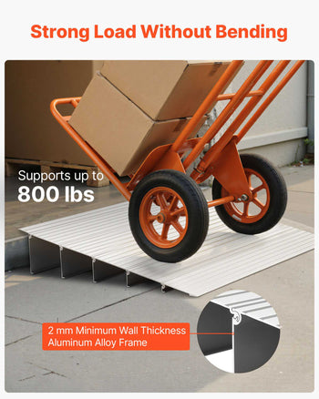 Door Threshold Ramp, 5 inch Rise, Aluminum Alloy Threshold Ramp Rated 800 lbs Load Capacity, Handicap Ramps for Home Steps for Wheelchair, Scooters, Power Chairs, Walkers, Bicycle, Tricycle