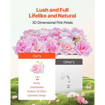3D Flower Wall Panel, 12 PCS 15 x 15 inch, Artificial Floral Wall Background Mesh Backing Mat,Seamless Design&Easy Installation for Wedding Valentines Day Home Baby Party Backdrop Decor,Pink