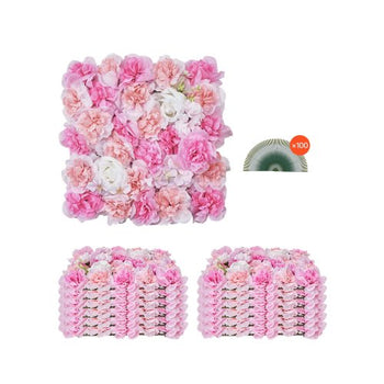 3D Flower Wall Panel, 12 PCS 15 x 15 inch, Artificial Floral Wall Background Mesh Backing Mat,Seamless Design&Easy Installation for Wedding Valentines Day Home Baby Party Backdrop Decor,Pink