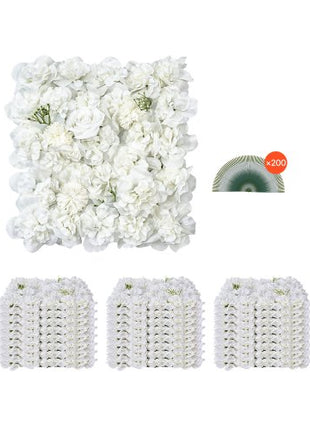 3D Flower Wall Panel, 24 PCS 15 x 15 inch, Artificial Floral Wall Background Mesh Backing Mat,Seamless Design&Easy Installation for Wedding Valentines Day Home Baby Party Backdrop Decor,White