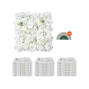 3D Flower Wall Panel, 24 PCS 15 x 15 inch, Artificial Floral Wall Background Mesh Backing Mat,Seamless Design&Easy Installation for Wedding Valentines Day Home Baby Party Backdrop Decor,White