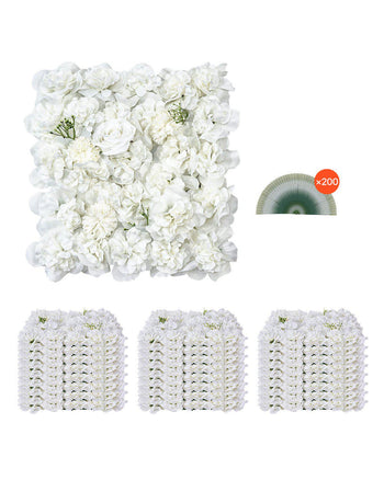 3D Flower Wall Panel, 24 PCS 15 x 15 inch, Artificial Floral Wall Background Mesh Backing Mat,Seamless Design&Easy Installation for Wedding Valentines Day Home Baby Party Backdrop Decor,White