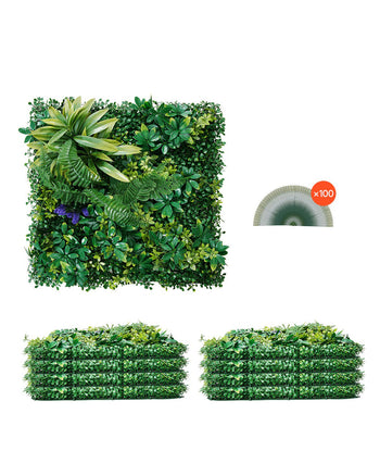 Artificial Grass Wall Panels, 8 PCS 20 x 20 inch, 3D Combination Greenery Boxwood  Panel for Indoor Outdoor Green Decor & Ivy Fence Covering, Privacy Backdrop Wall Hedge Screen for Garden