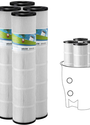Pool Filter Cartridge, 4x 130 Sq. Ft, Spa Hot Tub Filter Cartridge Replacement, Compatible with Pentair CCP520, R173578,  PCC130, Secure for Kids & Pet, Trilobal Pleated,  Easy to Clean
