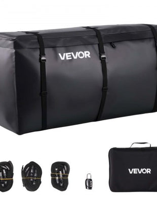 Hitch Cargo Carrier Bag, Waterproof 840D PVC, 59.84 x 24.02 x 30.63 in (25 Cubic Feet), Heavy Duty Cargo Bag for Truck Bed Storage with Reinforced Straps, Suitable for Car SUV Vans Hitch Basket