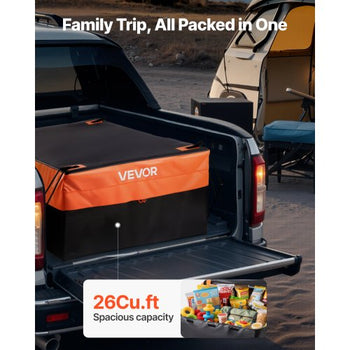 Truck Bed Cargo Bag, Waterproof 840D PVC, 51.18 x 40.16 x 21.85 in (26 Cu. ft), Heavy Duty Cargo Bag for Truck Bed with Bungee Cords, Net and Carabiners, Fits a Variety of SUV & Pickup Trucks