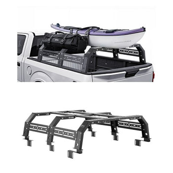 Overland Truck Bed Rack, 51.2-65.4 in Width, Adjustable Overland Bed Cargo Rack with Sidebar, 900 lbs Static Capacity, Compatible with Mid-Size Trucks Tacoma/Ranger/Gladiator JT/Colorado/Canyon