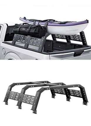 Overland Truck Bed Rack, 49.2-67.9 in Width, Adjustable Overland Bed Cargo Rack with Sidebar, 900 lbs Static Capacity, Heavy Duty Steel, for Mid-Size Trucks, Compatible with Tacoma/Gladiator JT