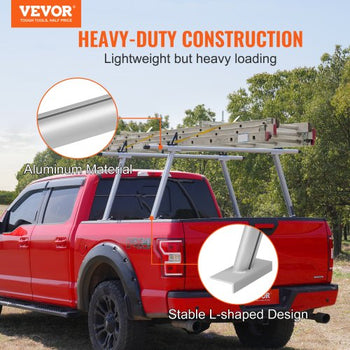 Truck Rack, 800 lbs Capacity, 71"x32" Aluminum Ladder Rack for Truck with 8 Non-Drilling C-clamps, Heavy Duty Truck Bed Rack Two-Bar Set for Kayak, Surfboard, Lumber, Ladder