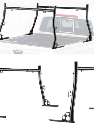 Truck Ladder Rack, 49-73 in Width, Extendable Universal Cargo Rack, Heavy Duty Steel with 800 lbs Static Load Capacity, Ideal for Canoes, Surfboards, Ladders, Lumber, Tents, and Large Cargo