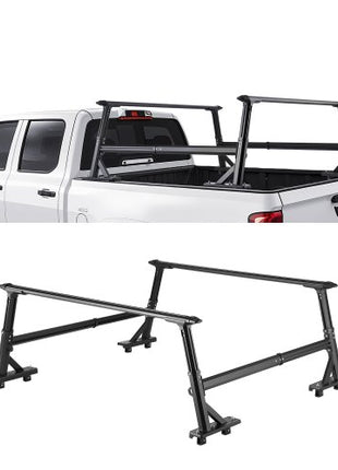 Truck Ladder Rack, 21-31.5 in Height, Adjustable Non-Drilling Aluminum Cargo Rack with Sidebar, 800 lbs Static Capacity, Ideal for Canoes, Surfboards, Ladders, Lumber, Tents, and Large cargo