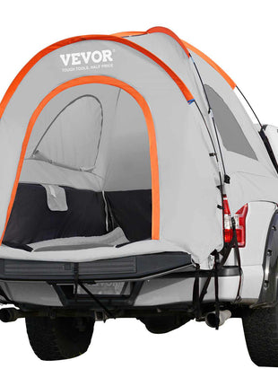 Vevor gray and orange truck bed tent, water-resistant fabric, stylish design, perfect for camping and outdoor adventures.