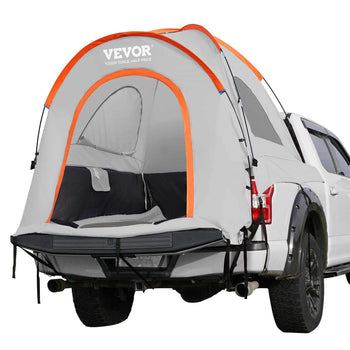 Vevor gray and orange truck bed tent, water-resistant fabric, stylish design, perfect for camping and outdoor adventures.